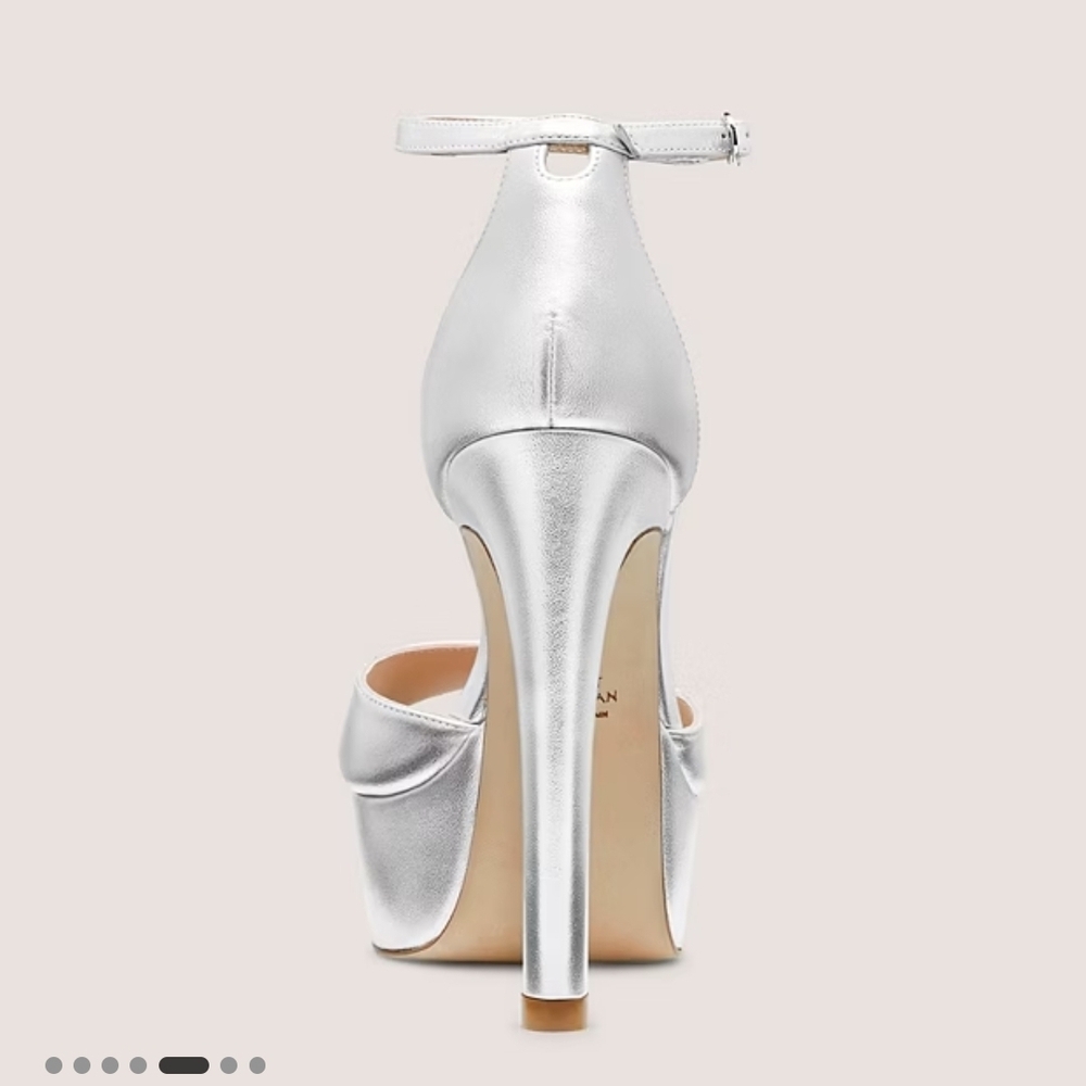 Stuart Weitzman Silver High Heel Sandals - Picture 4 of 5